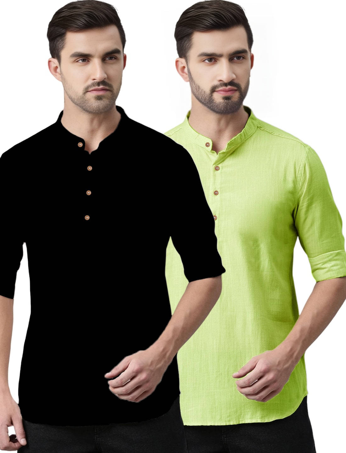 BHUVIKOO Sea Green Cotton Blend Men's Regular Kurta ( Pack of 2 ) BHUVIKOO Sea Green Cotton Blend Men's Regular Kurta ( Pack of 2 )