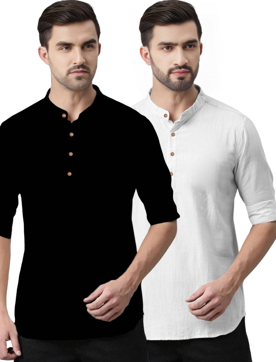 BHUVIKOO White Cotton Blend Men's Regular Kurta ( Pack of 2 ) BHUVIKOO White Cotton Blend Men's Regular Kurta ( Pack of 2 )