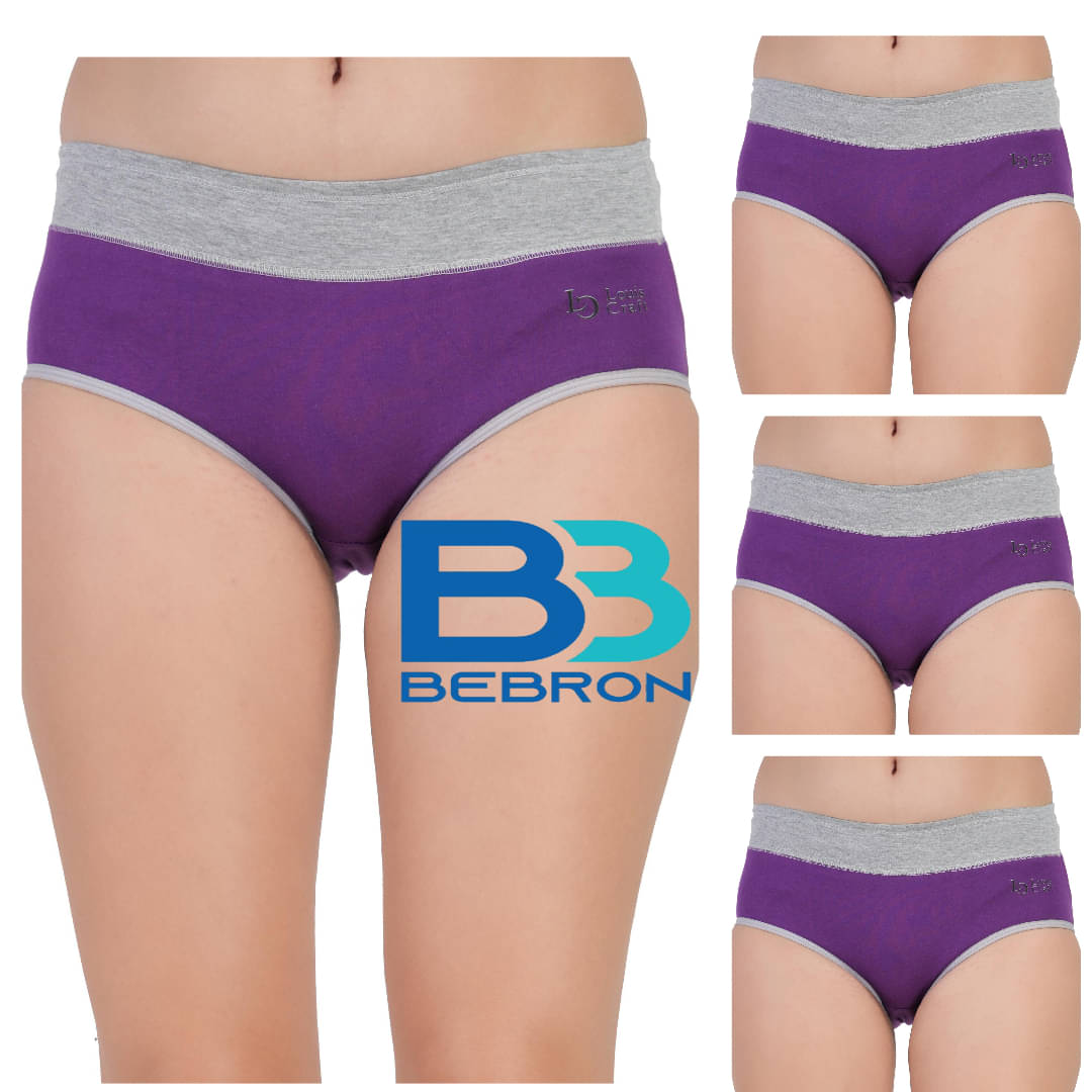 Bebron Pack of 4 Cotton Lycra Hipster For Women ( Purple ) Bebron Pack of 4 Cotton Lycra Hipster For Women ( Purple )