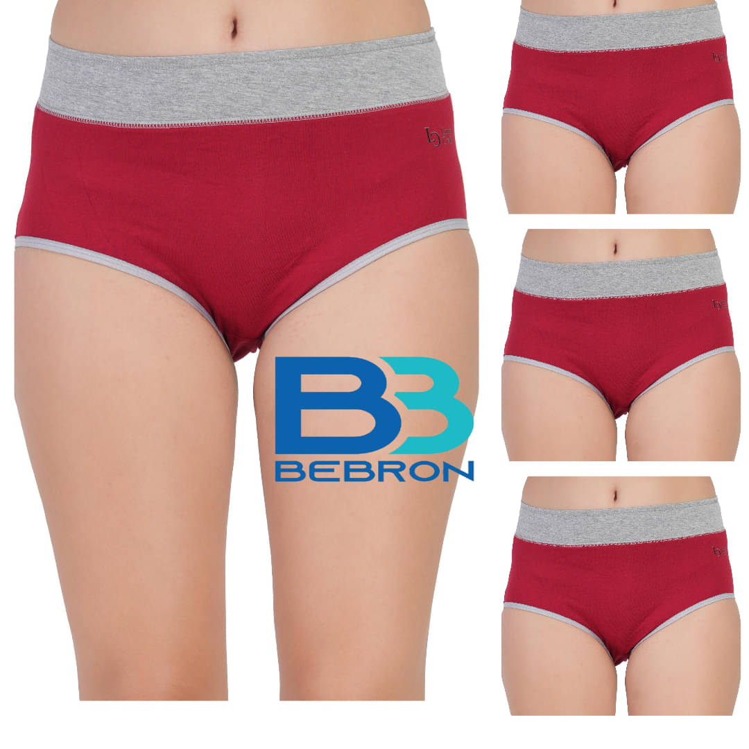     			Bebron Pack of 4 Cotton Lycra Hipster For Women ( Maroon )
