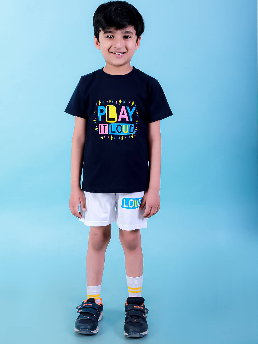 Chandrika Pack of 1 Boys Cotton T-Shirt & Shorts Set ( Navy Blue ) Chandrika Pack of 1 Boys Cotton T-Shirt & Shorts Set ( Navy Blue )