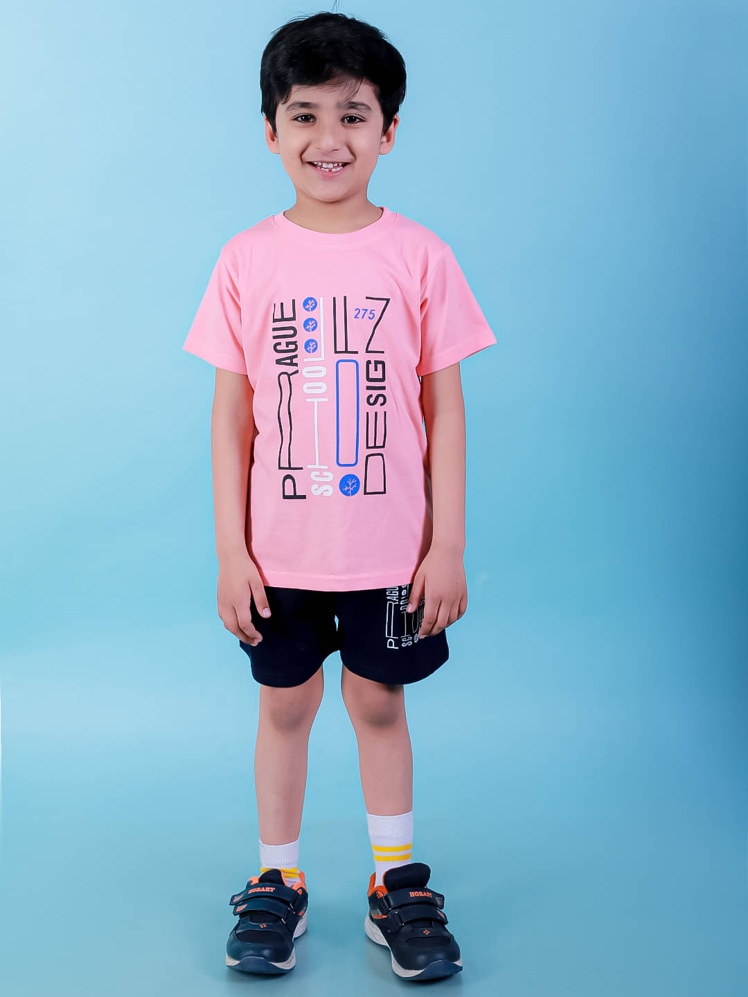     			Chandrika Pack of 1 Boys Cotton T-Shirt & Shorts Set ( Pink )