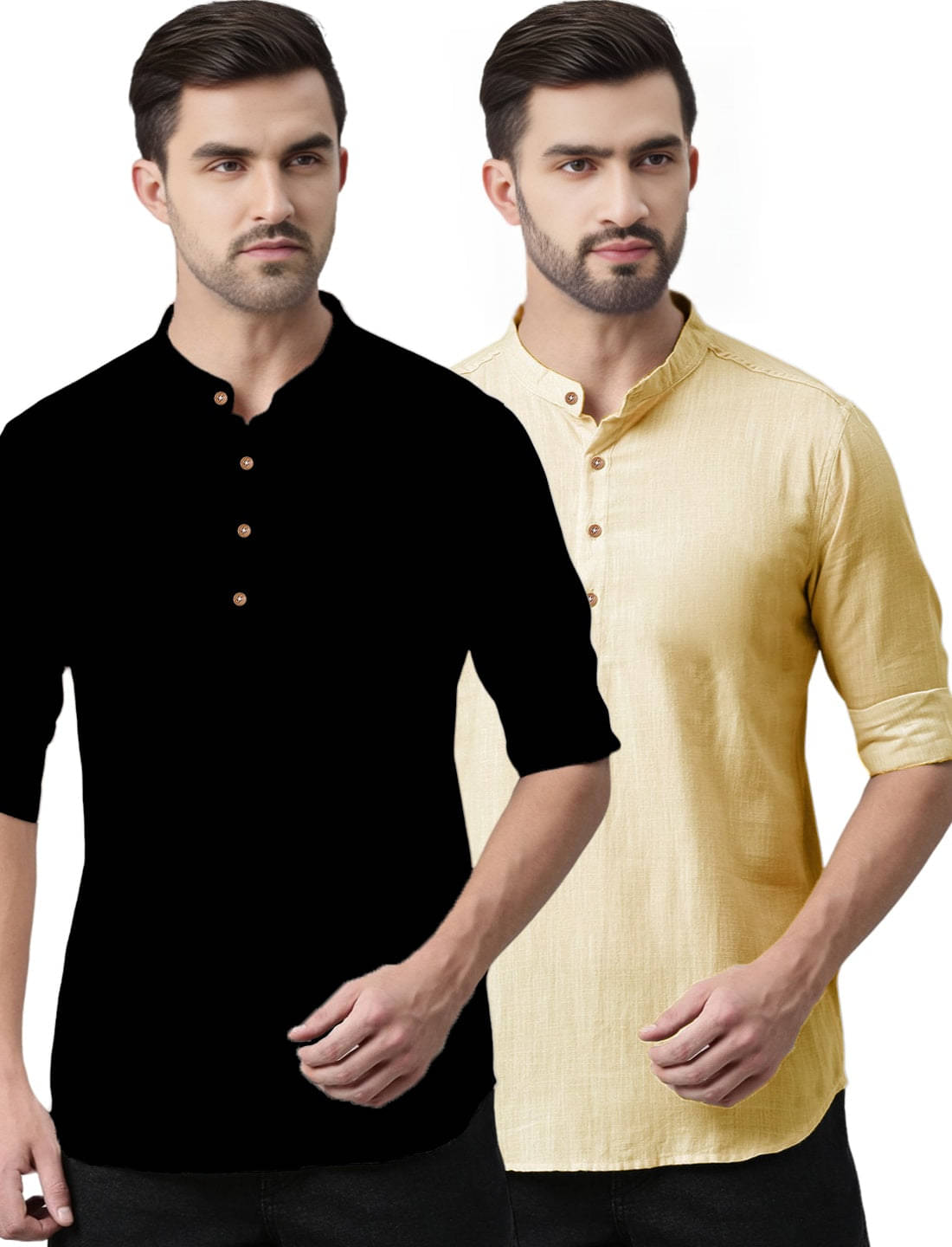     			DiAsh Beige Cotton Blend Men's Regular Kurta ( Pack of 2 )
