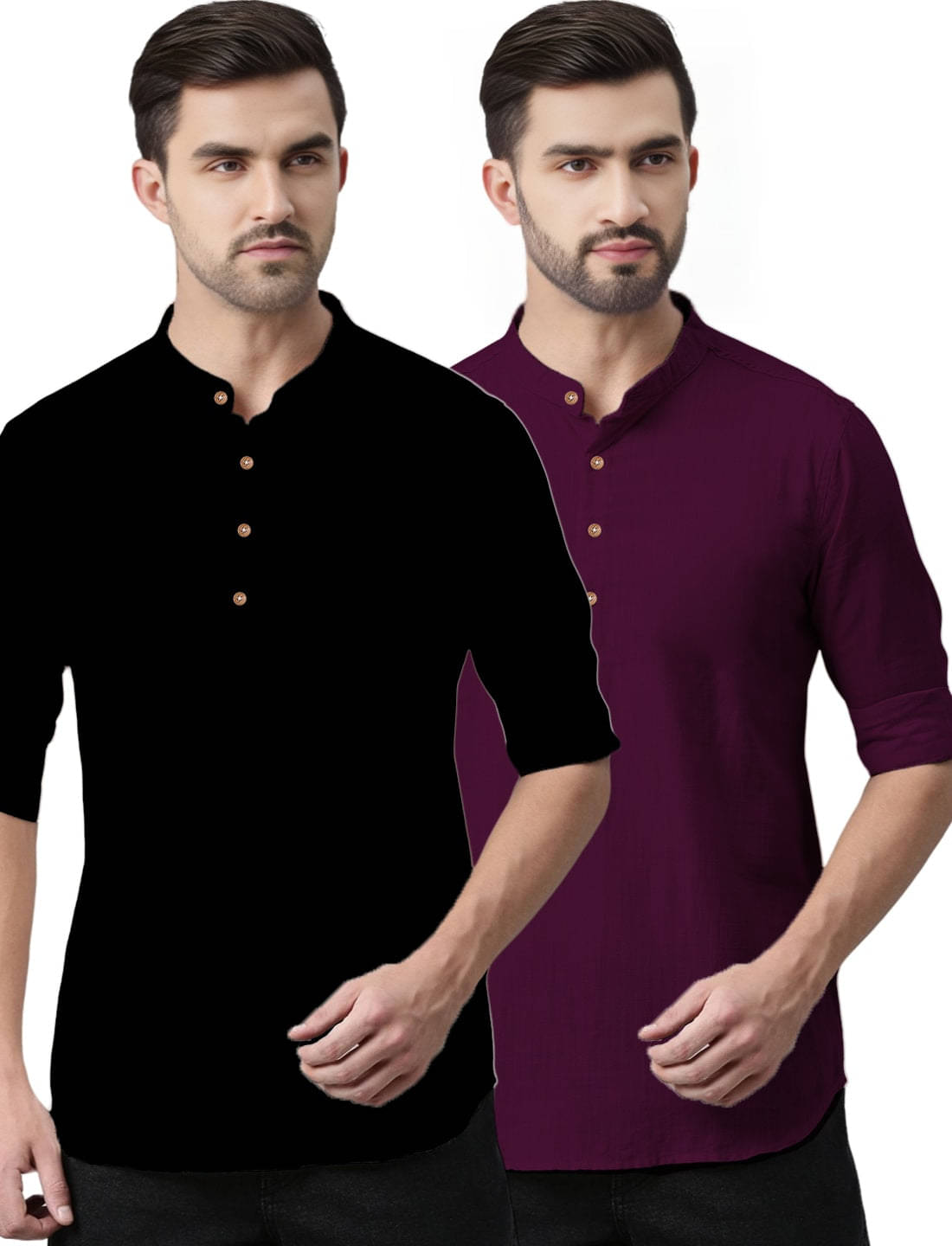 DiAsh Magenta Cotton Blend Men's Regular Kurta ( Pack of 2 ) DiAsh Magenta Cotton Blend Men's Regular Kurta ( Pack of 2 )