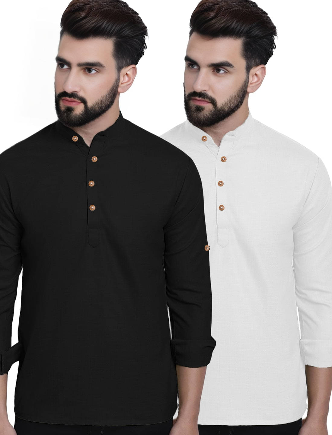     			DiAsh White Cotton Blend Men's Regular Kurta ( Pack of 2 )