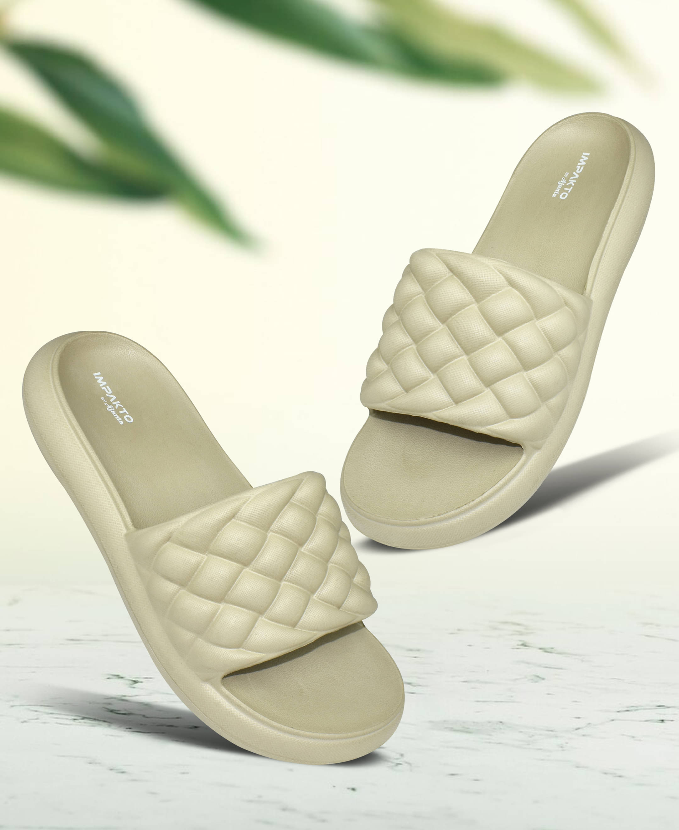     			Impakto Beige Women's Slide Flip Flop