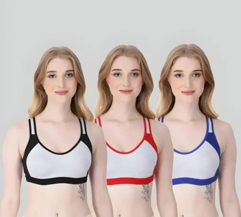 Ishant Pack of 3 Cotton Non Padded T-Shirt Bra For Women ( Black,Blue,Red ) Ishant Pack of 3 Cotton Non Padded T-Shirt Bra For Women ( Black,Blue,Red )