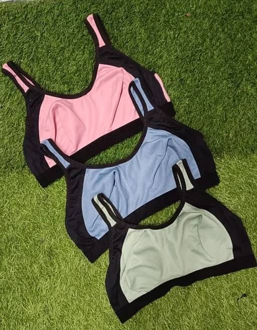     			Ishant Pack of 3 Cotton Non Padded Racerback bra For Women ( Green,Blue,Pink )