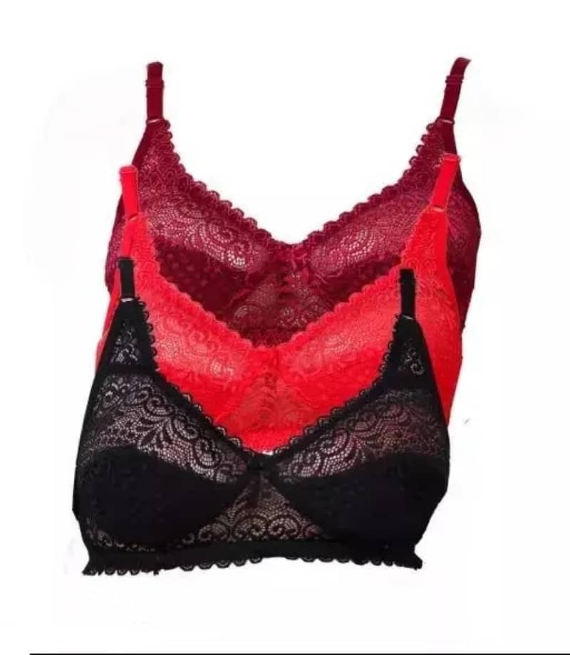 Ishant Pack of 3 Net Non Padded T-Shirt Bra For Women ( Black,Maroon,Red )