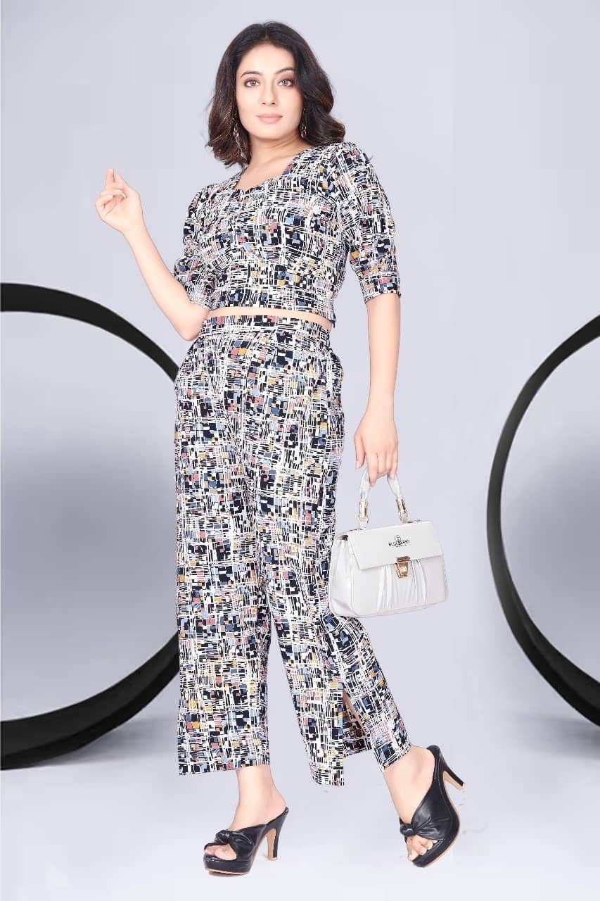 KAHARA Women Printed Top With Trousers Co-Ord Set ( Multicolor )