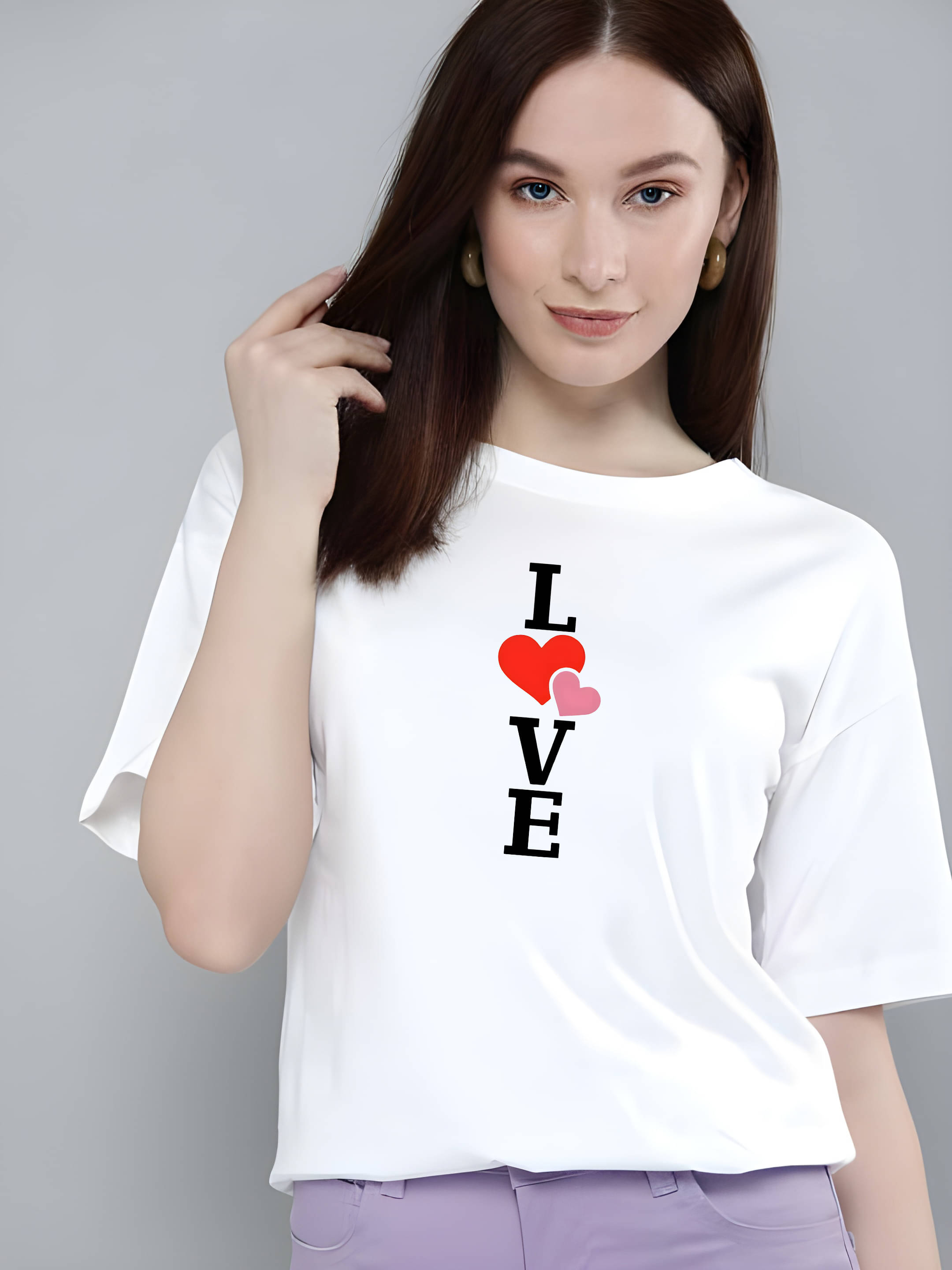     			Kaido Women Cotton Printed Regular Fit Round Neck T-Shirt ( White )