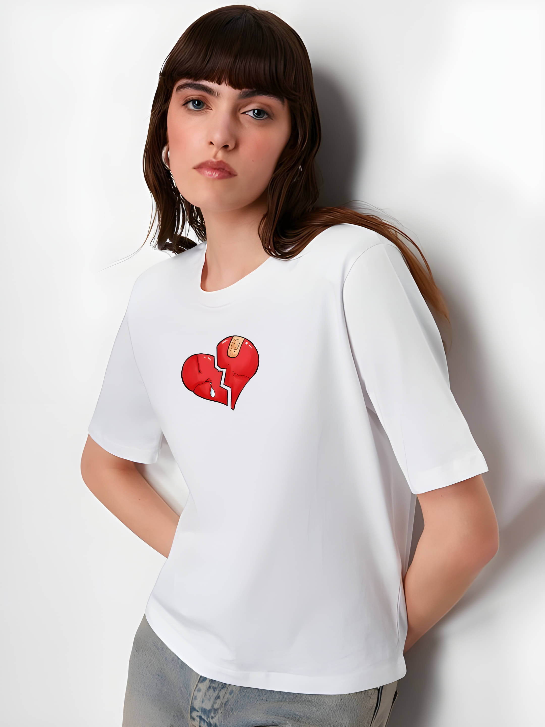 Kaido Women Cotton Printed Regular Fit Round Neck T-Shirt ( White ) Kaido Women Cotton Printed Regular Fit Round Neck T-Shirt ( White )