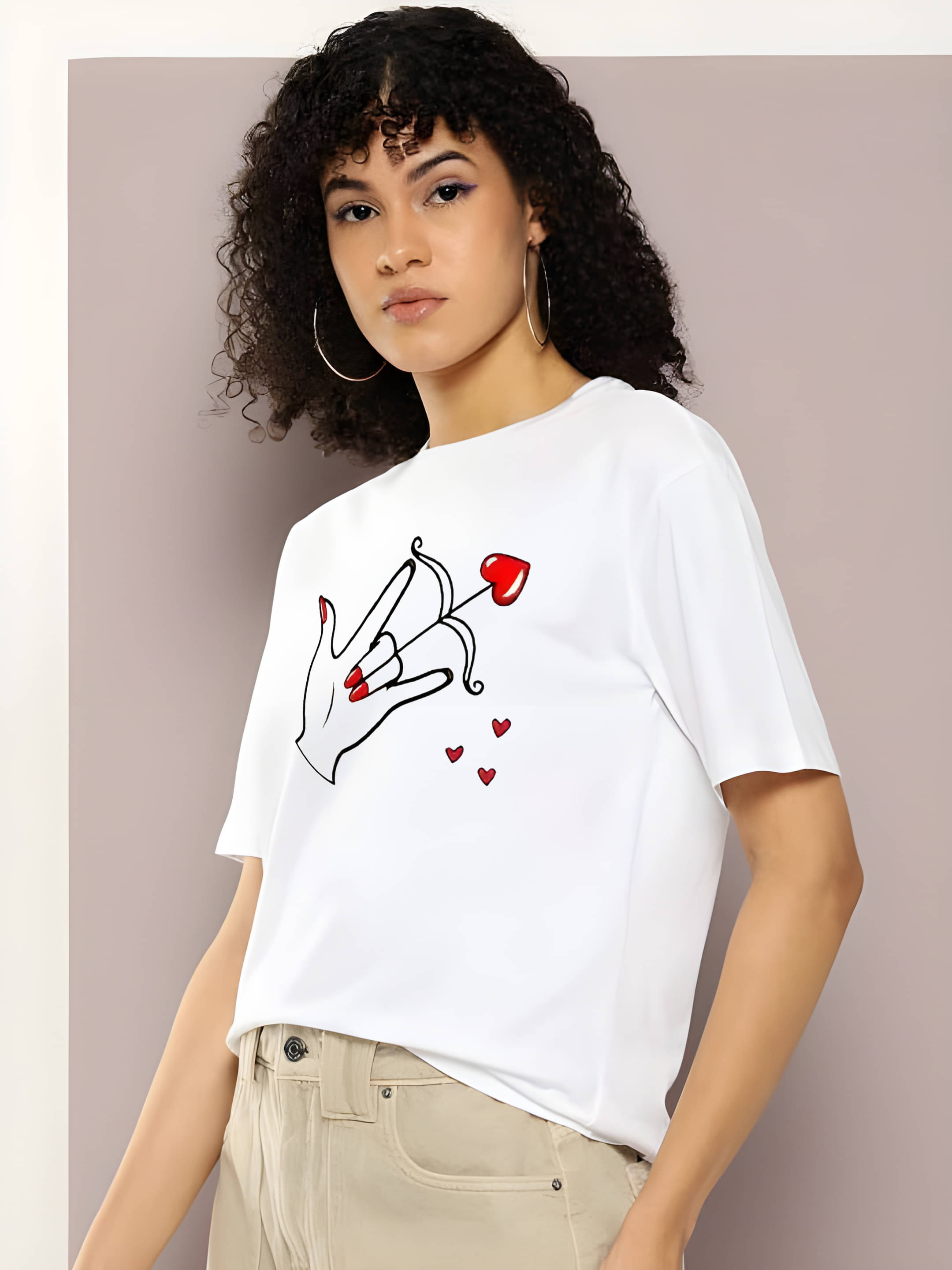 Kaido Women Cotton Printed Regular Fit Round Neck T-Shirt ( White ) Kaido Women Cotton Printed Regular Fit Round Neck T-Shirt ( White )
