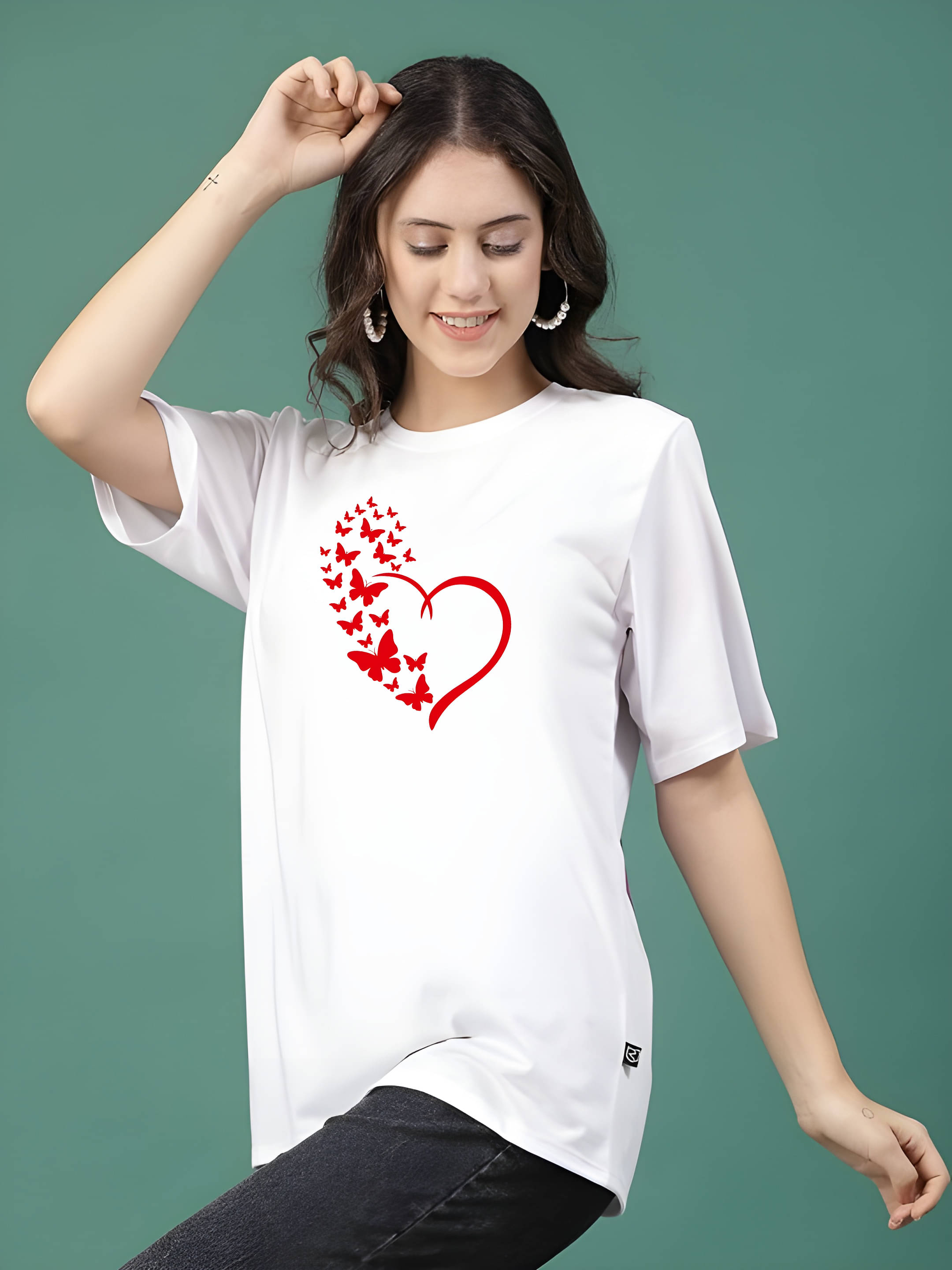 Kaido Women Cotton Printed Regular Fit Round Neck T-Shirt ( White ) Kaido Women Cotton Printed Regular Fit Round Neck T-Shirt ( White )