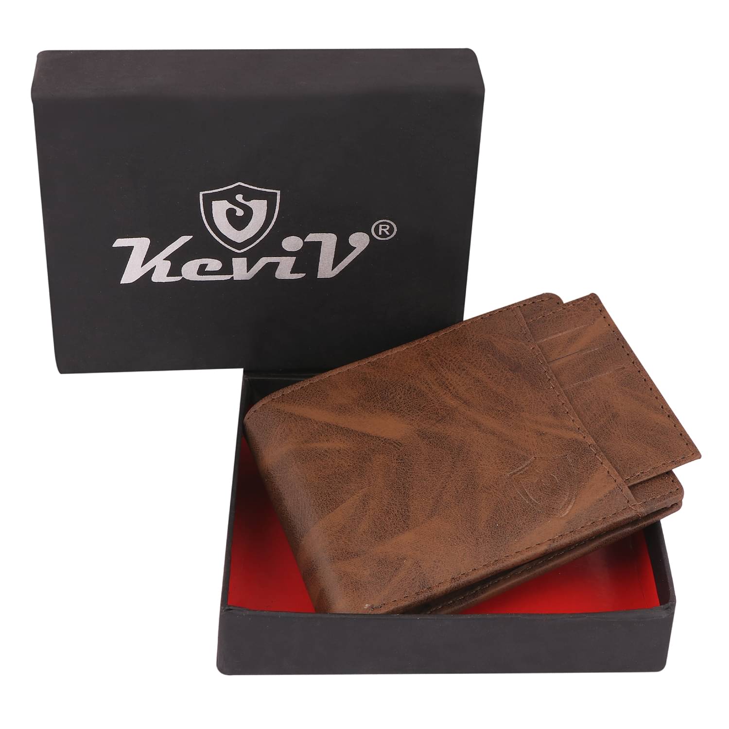    			Keviv PU,Leather Self Design Men's Two Fold Wallet,Regular Wallet With 9 Slots For Card ( Brown , Pack of 1 )
