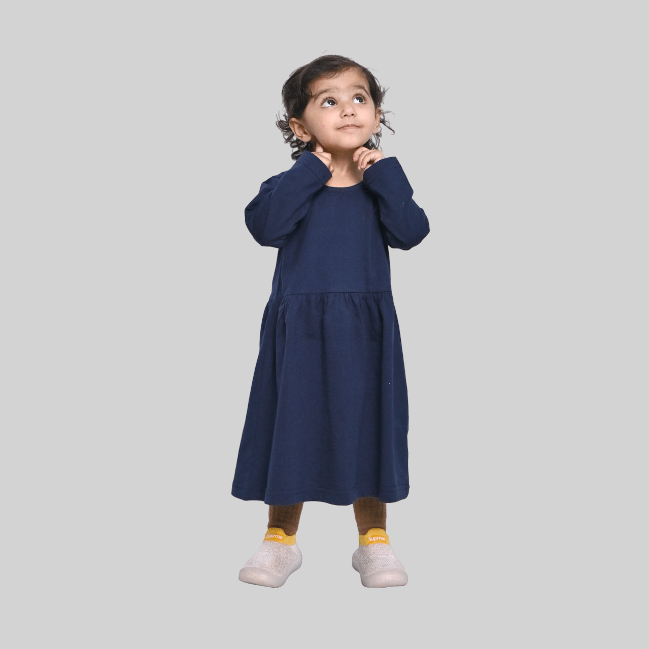    			Kidzee Kingdom Cotton Dress For Baby Girls ( Pack of 1 , Dark Blue )