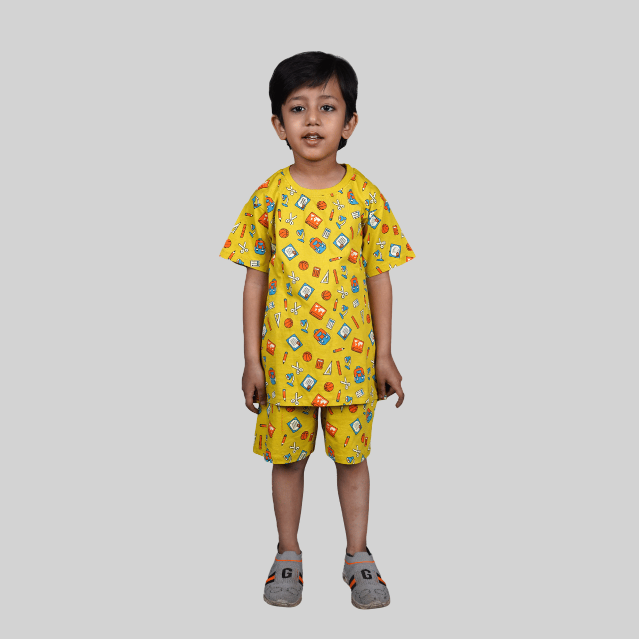     			Kidzee Kingdom Pack of 1 Boys Cotton T-Shirt & Shorts Set ( Yellow )
