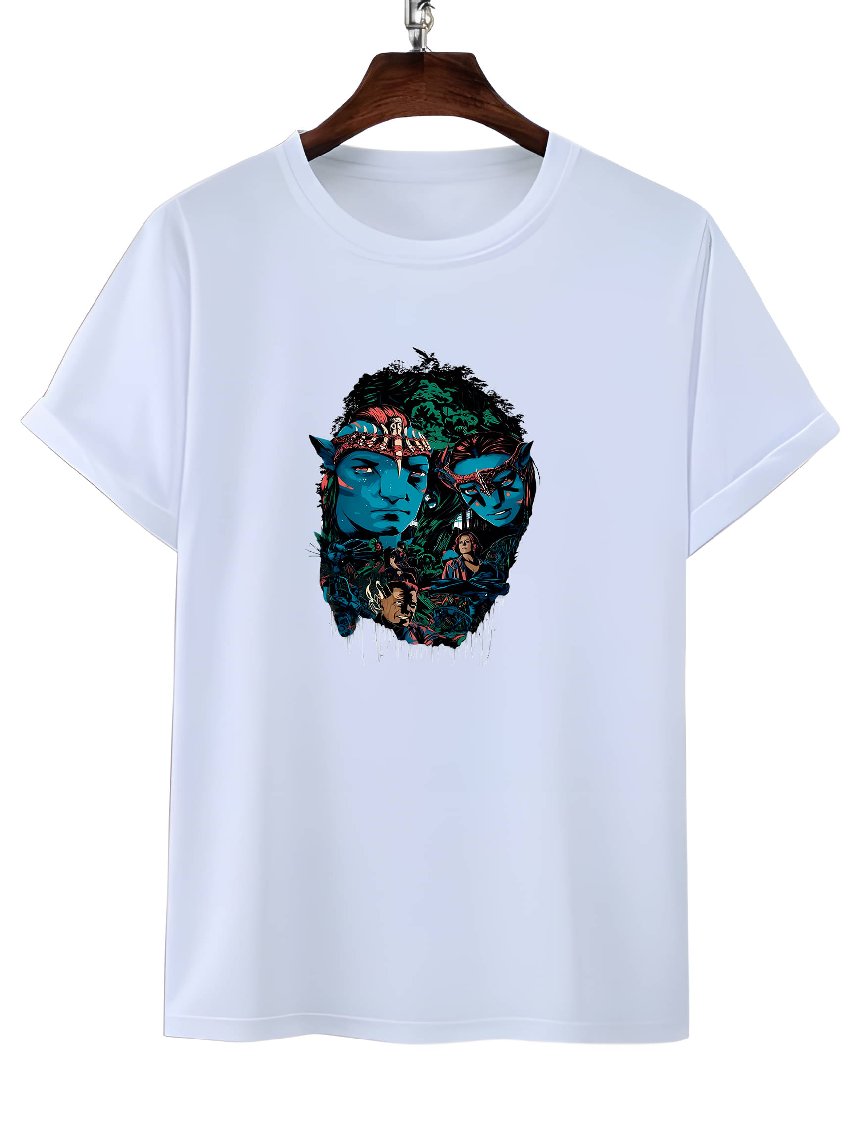     			LUXELOOT Polyester Regular Fit Printed Half Sleeves Men's Round T-Shirt - White ( Pack of 1 )
