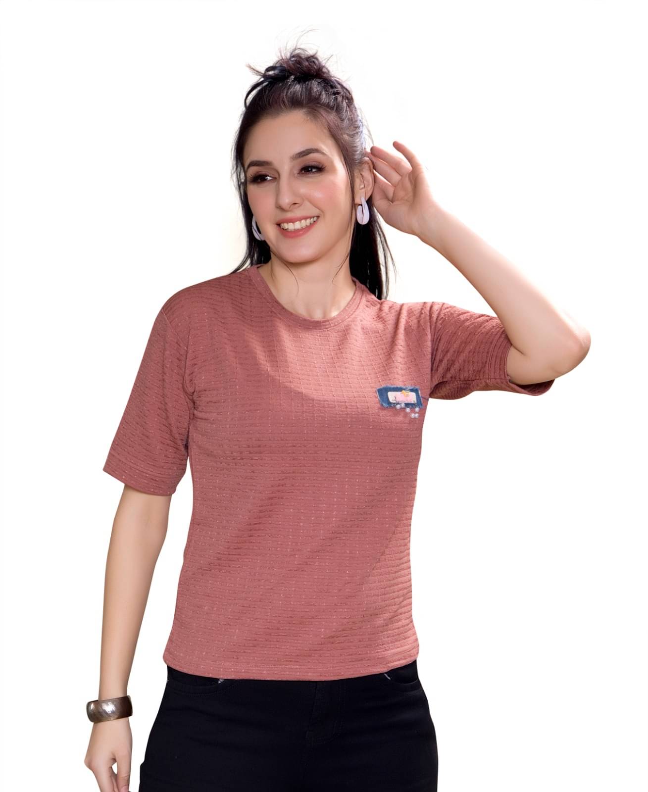     			Monisha Plus Women's Cotton Blend Regular Top ( Coral )