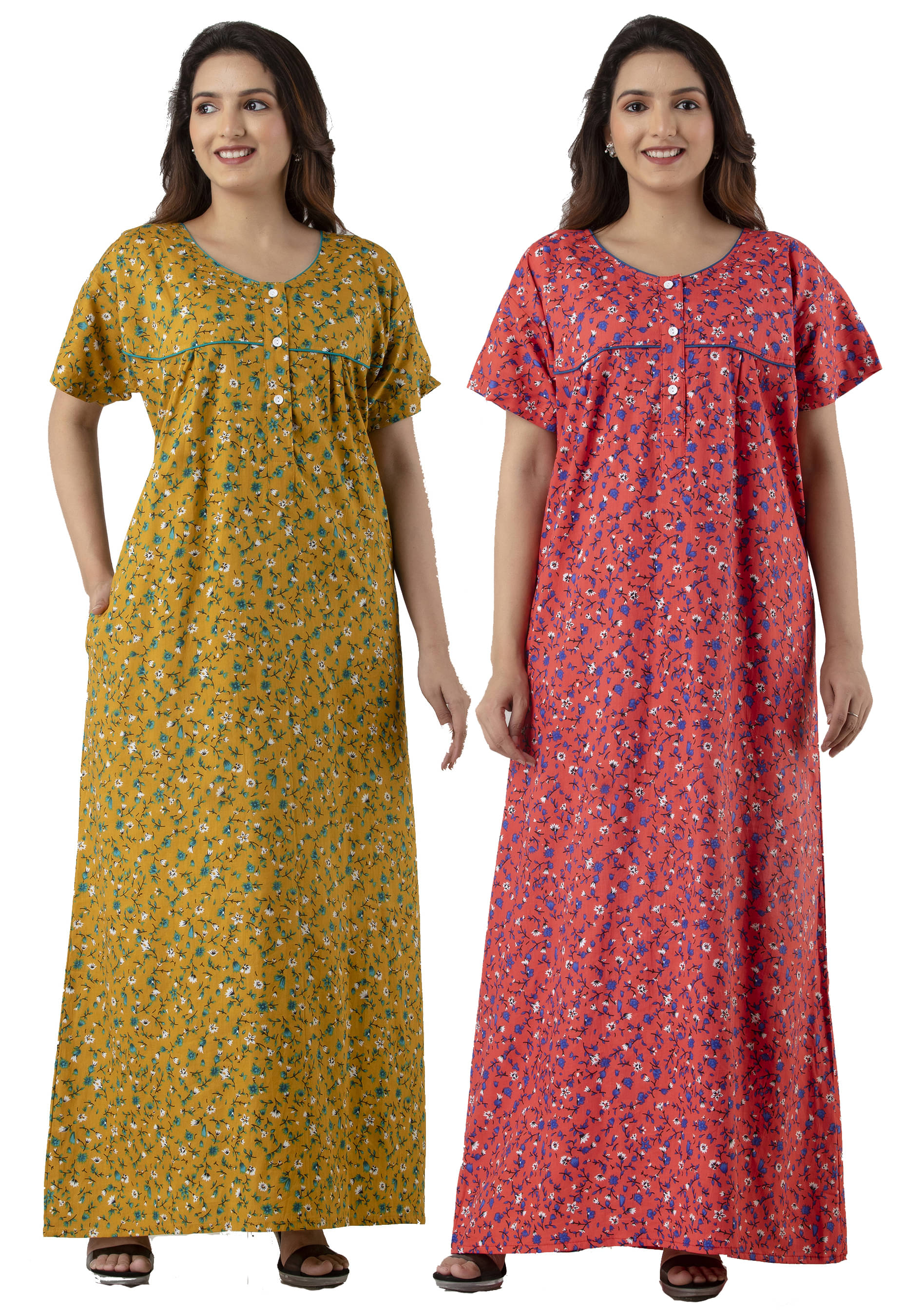 NEEED Multi Color Cotton Women's Nightwear Nighty & Night Gowns ( Pack of 2 ) NEEED Multi Color Cotton Women's Nightwear Nighty & Night Gowns ( Pack of 2 )