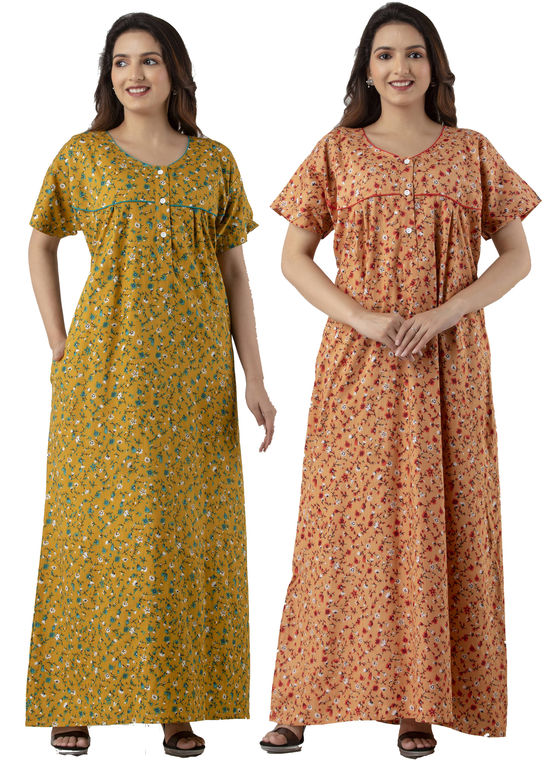 NEEED Multi Color Cotton Women's Nightwear Nighty & Night Gowns ( Pack of 2 ) NEEED Multi Color Cotton Women's Nightwear Nighty & Night Gowns ( Pack of 2 )