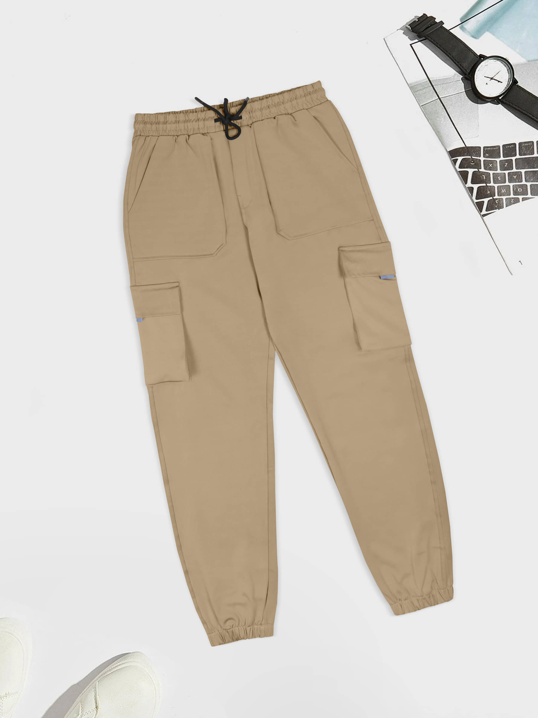     			Riglozi Regular Flat Men's Cargos - Cream ( Pack of 1 )