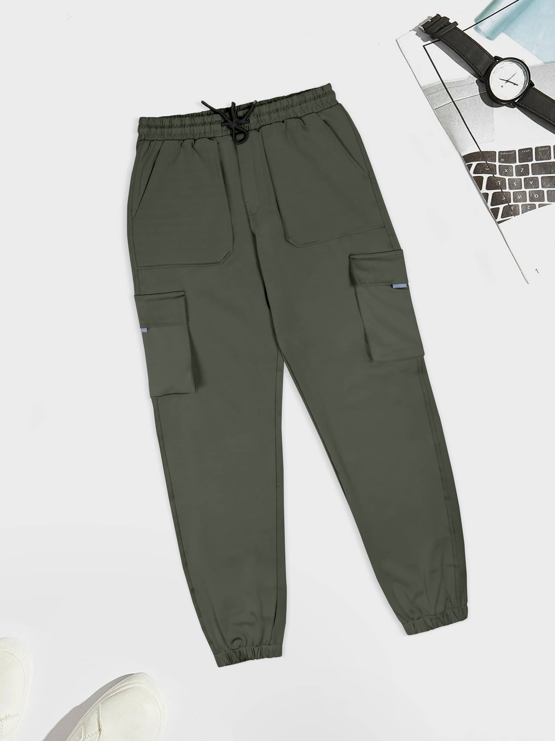     			Riglozi Regular Flat Men's Cargos - Dark Green ( Pack of 1 )