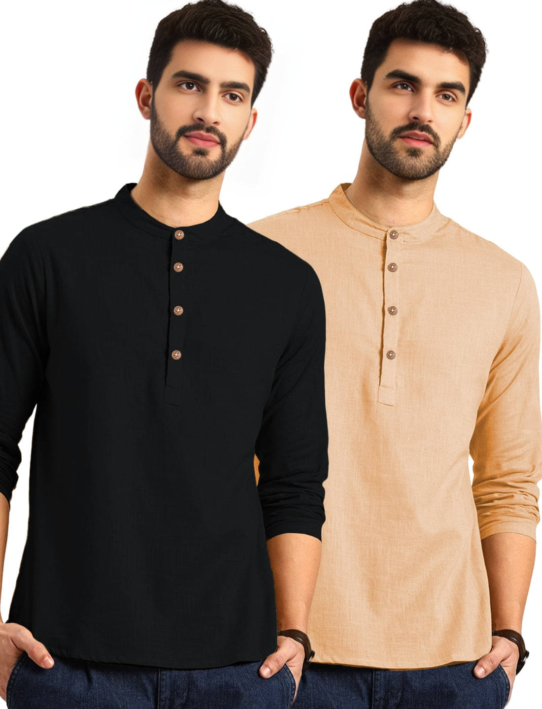 TrendiVastra Orange Cotton Blend Men's Regular Kurta ( Pack of 2 ) TrendiVastra Orange Cotton Blend Men's Regular Kurta ( Pack of 2 )