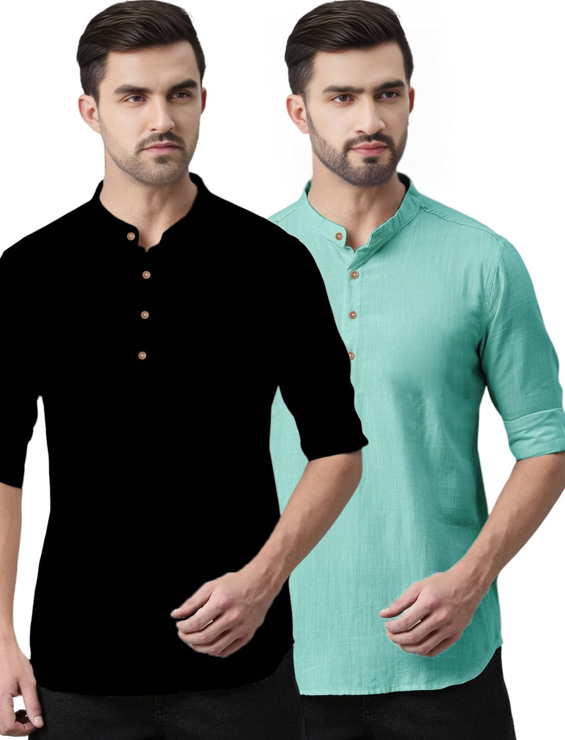     			TrendiVastra Silver Cotton Blend Men's Regular Kurta ( Pack of 2 )