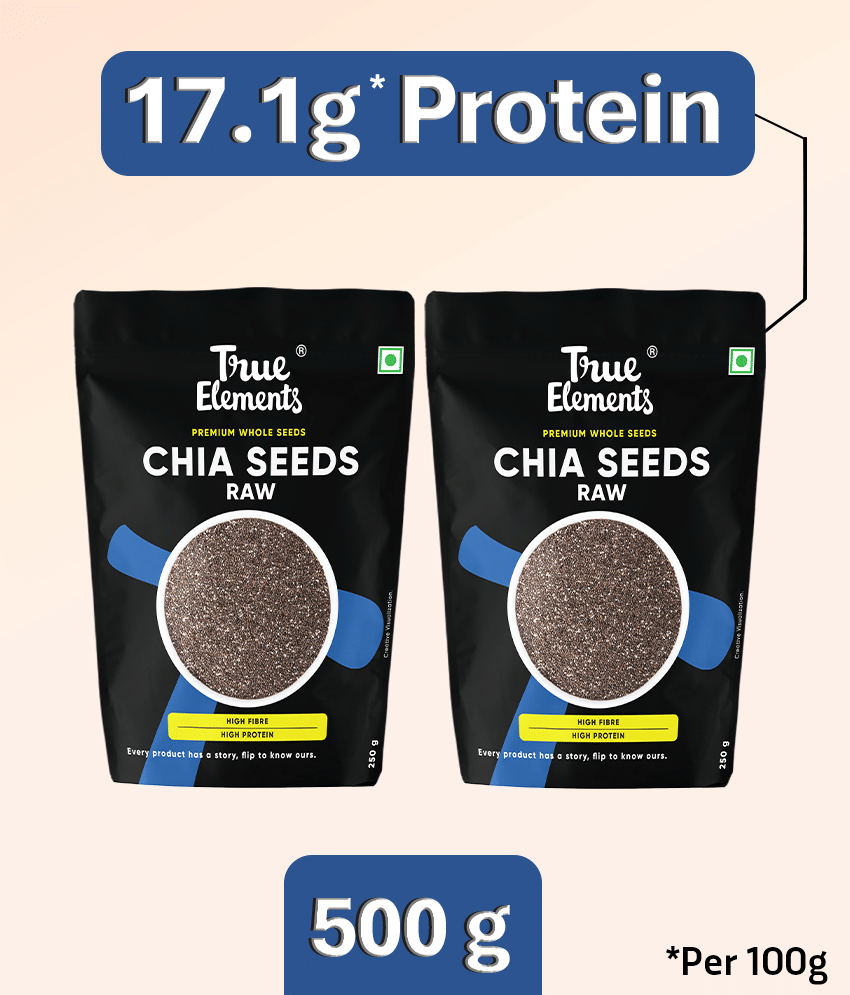     			True Elements Raw Chia Seeds Combo, Rich in Calcium, Protein & Fibre 500g (Pack of 2)