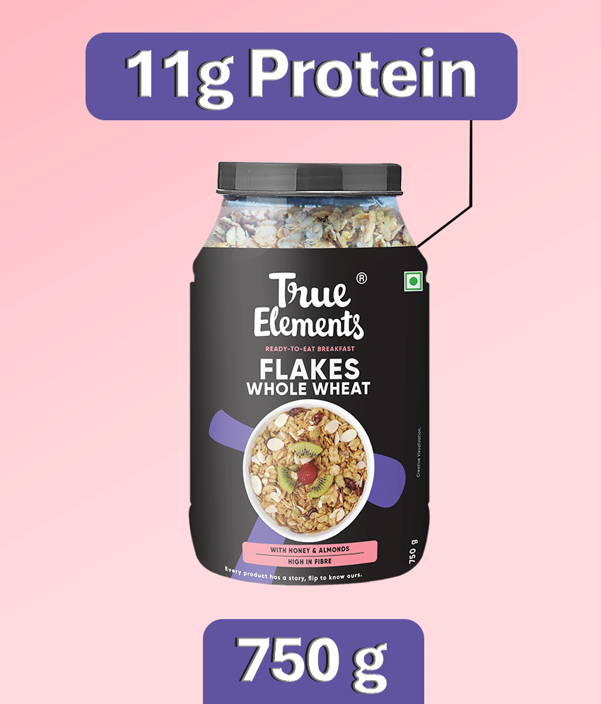 True Elements Wheat Flakes with Honey & Almonds - No Added Sugar 750g (Pack of 1) True Elements Wheat Flakes with Honey & Almonds - No Added Sugar 750g (Pack of 1)