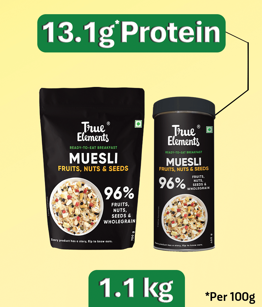     			True Elements Muesli Fruit and Nuts With Real Fruits & Almonds 700g*400g - 1.1kg (Pack of 2)