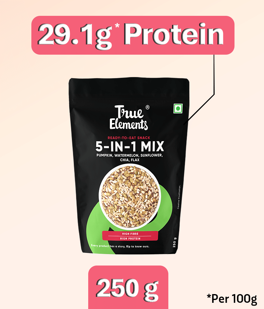 True Elements 5-in-1 Roasted Super Seeds Mix, Healthy & Diet Snack 250g (Pack of 1) True Elements 5-in-1 Roasted Super Seeds Mix, Healthy & Diet Snack 250g (Pack of 1)