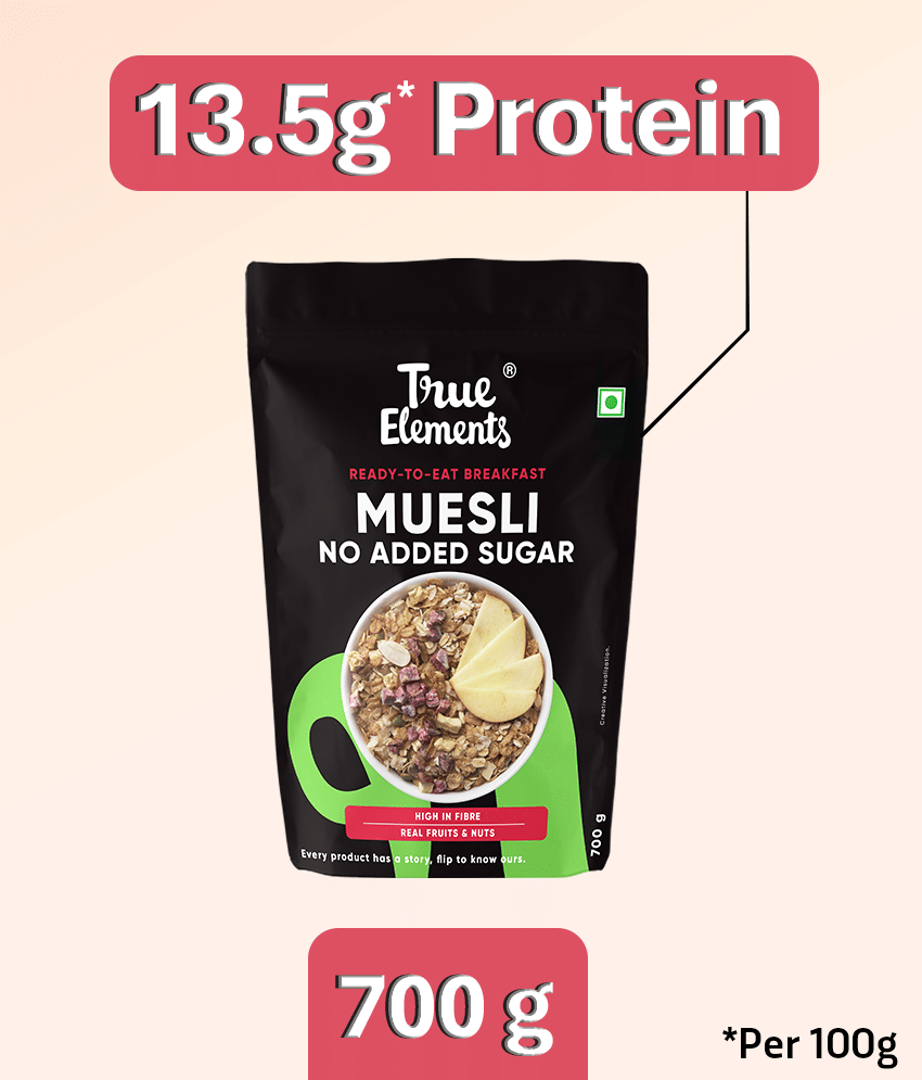 True Elements No Added Sugar Muesli, 100% Wholegrain, Diet Food for Weight Loss 700g (Pack of 1) True Elements No Added Sugar Muesli, 100% Wholegrain, Diet Food for Weight Loss 700g (Pack of 1)