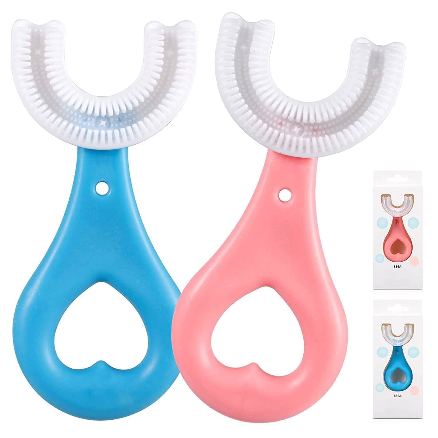     			U Shaped Manual Toothbrush Brush for Kids, 2-5 Years 360 Degree Soft Silicone Oral Teeth Cleaning For Baby