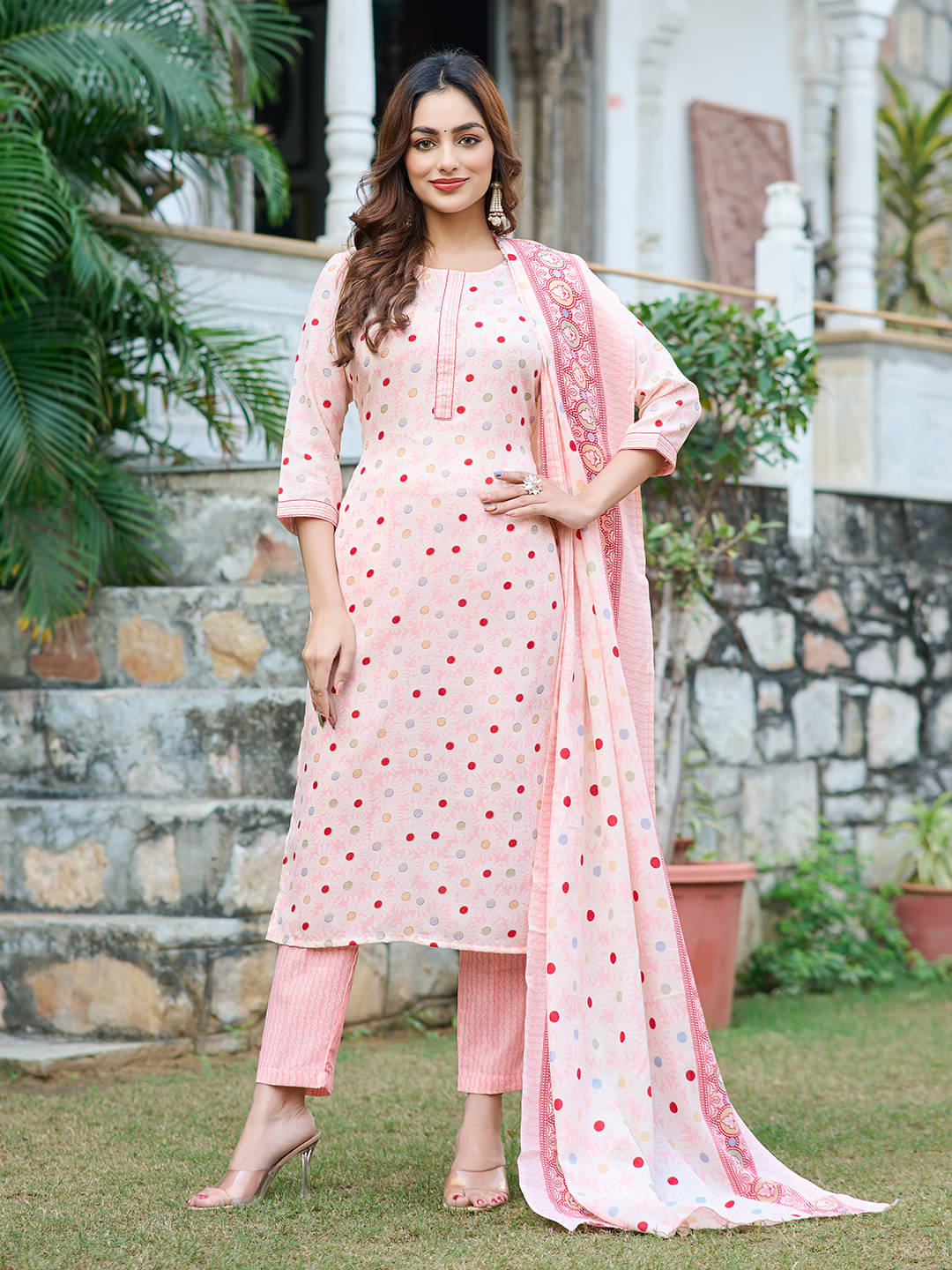 VIBE VISION Silk Blend Printed Kurti With Pants Women's Stitched Salwar Suit - Off White ( Pack of 1 ) VIBE VISION Silk Blend Printed Kurti With Pants Women's Stitched Salwar Suit - Off White ( Pack of 1 )