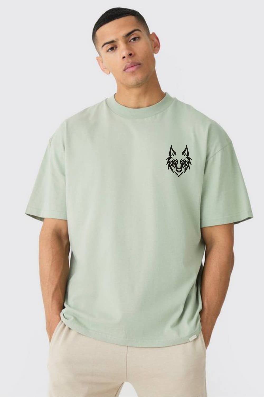 ekadravin Cotton Oversized Fit Printed Half Sleeves Men's Round T-Shirt - Mint Green ( Pack of 1 )