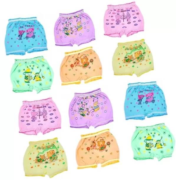     			CAVENDRES Pack of 12 Cotton Bloomers For Girls ( Multicolor )
