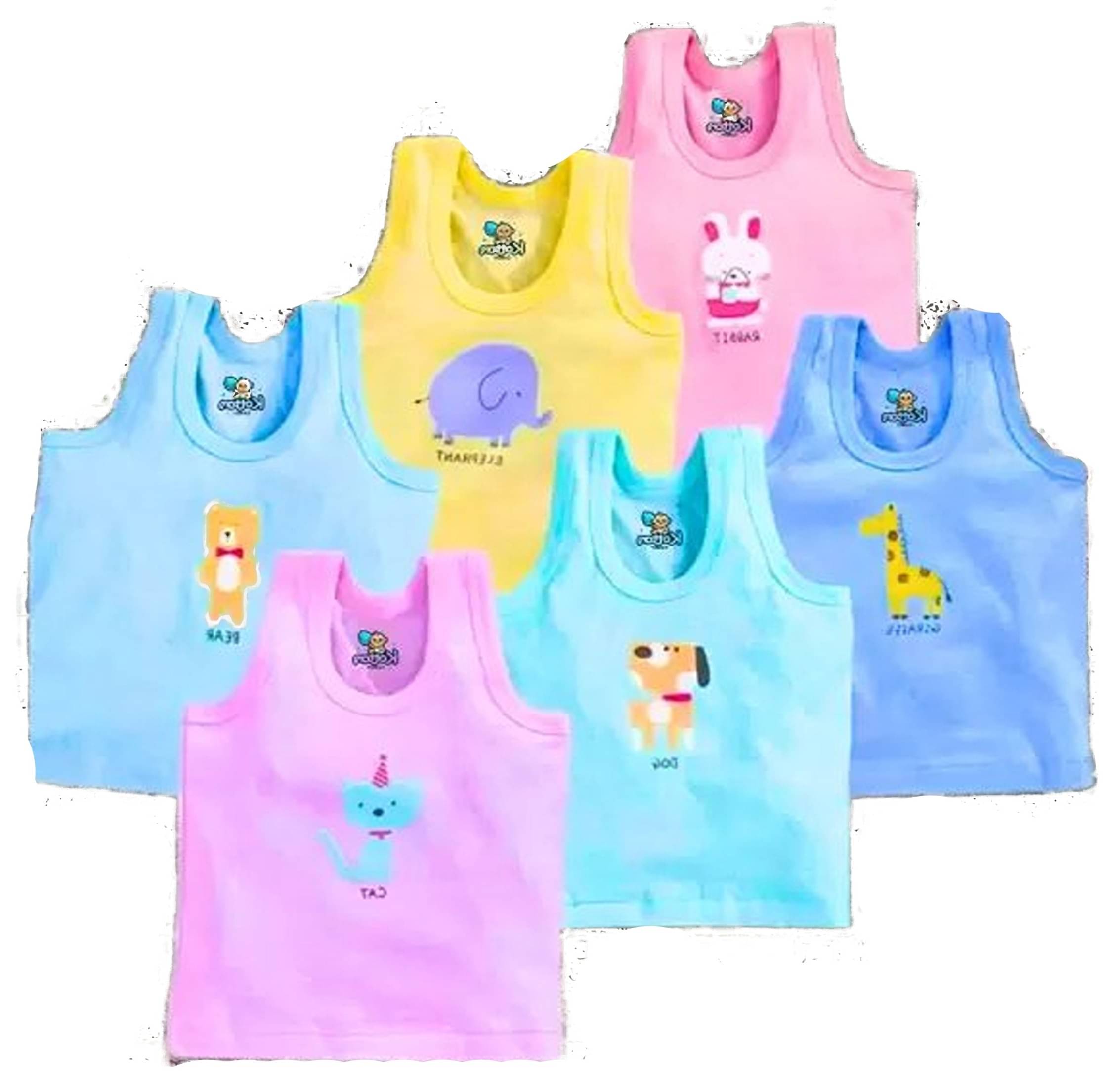 CAVENDRES Pack of 6 Baby Boys Cotton Blend Vest ( Multicolor )     			CAVENDRES Pack of 6 Baby Boys Cotton Blend Vest ( Multicolor )
