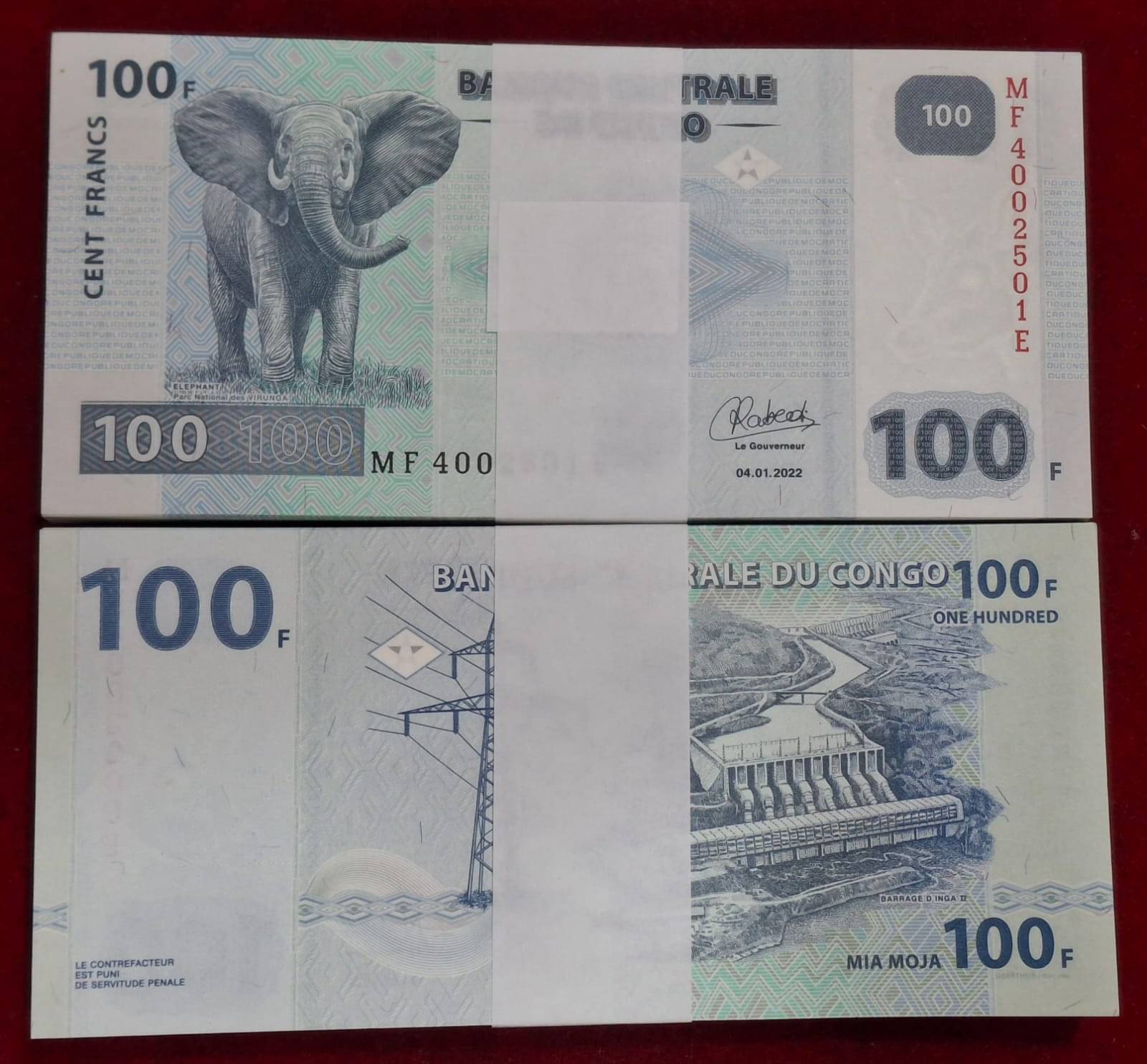     			CONGO 100 FRANCS SERIAL WISE GEM UNC RARE PACKET