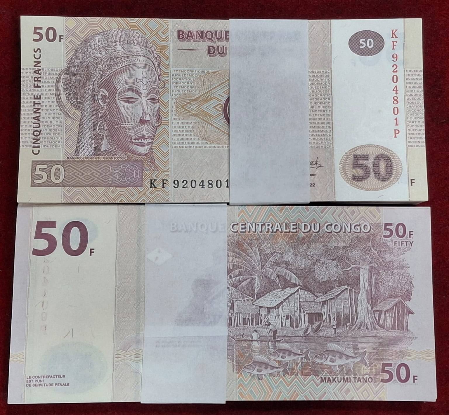     			CONGO 50 FRANCS SERIAL WISE GEM UNC RARE PACKET