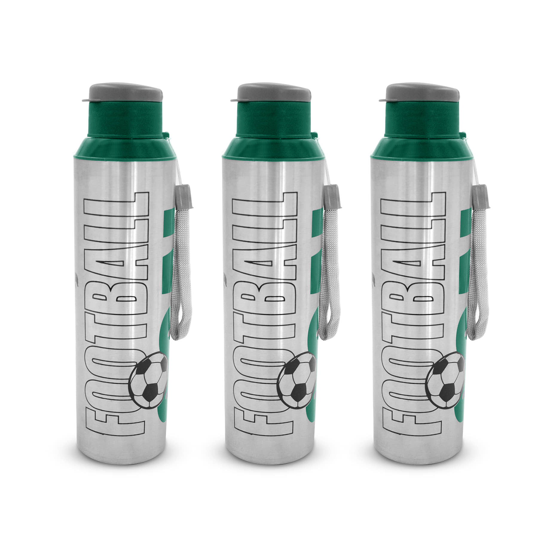 Dhara Stainless Steel Breeze 900 Green Stainless Steel Fridge Water Bottle 850 mL ( Set of 3 )