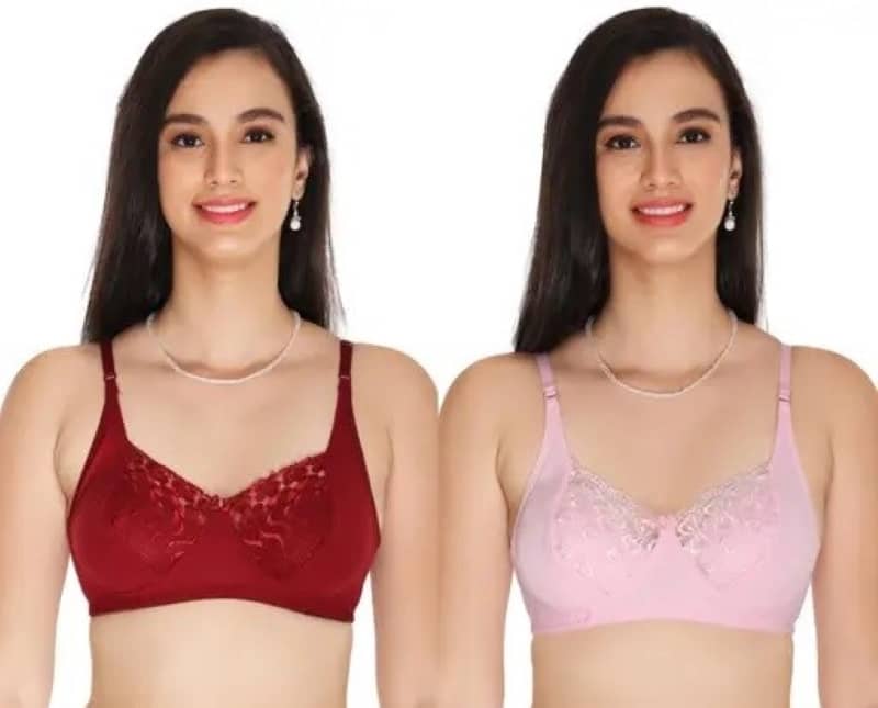 Ishant Pack of 2 Net Non Padded T-Shirt Bra For Women ( Maroon,Pink )