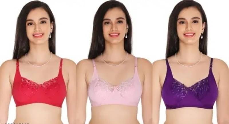 Ishant Pack of 3 Net Non Padded T-Shirt Bra For Women ( Pink,Red,Purple )     			Ishant Pack of 3 Net Non Padded T-Shirt Bra For Women ( Pink,Red,Purple )
