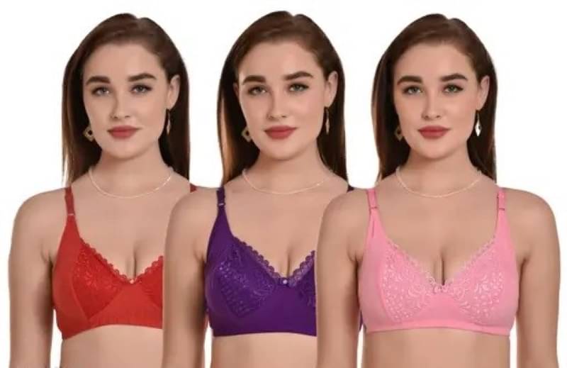 Ishant Pack of 3 Net Non Padded T-Shirt Bra For Women ( Red,Pink,Purple ) Ishant Pack of 3 Net Non Padded T-Shirt Bra For Women ( Red,Pink,Purple )