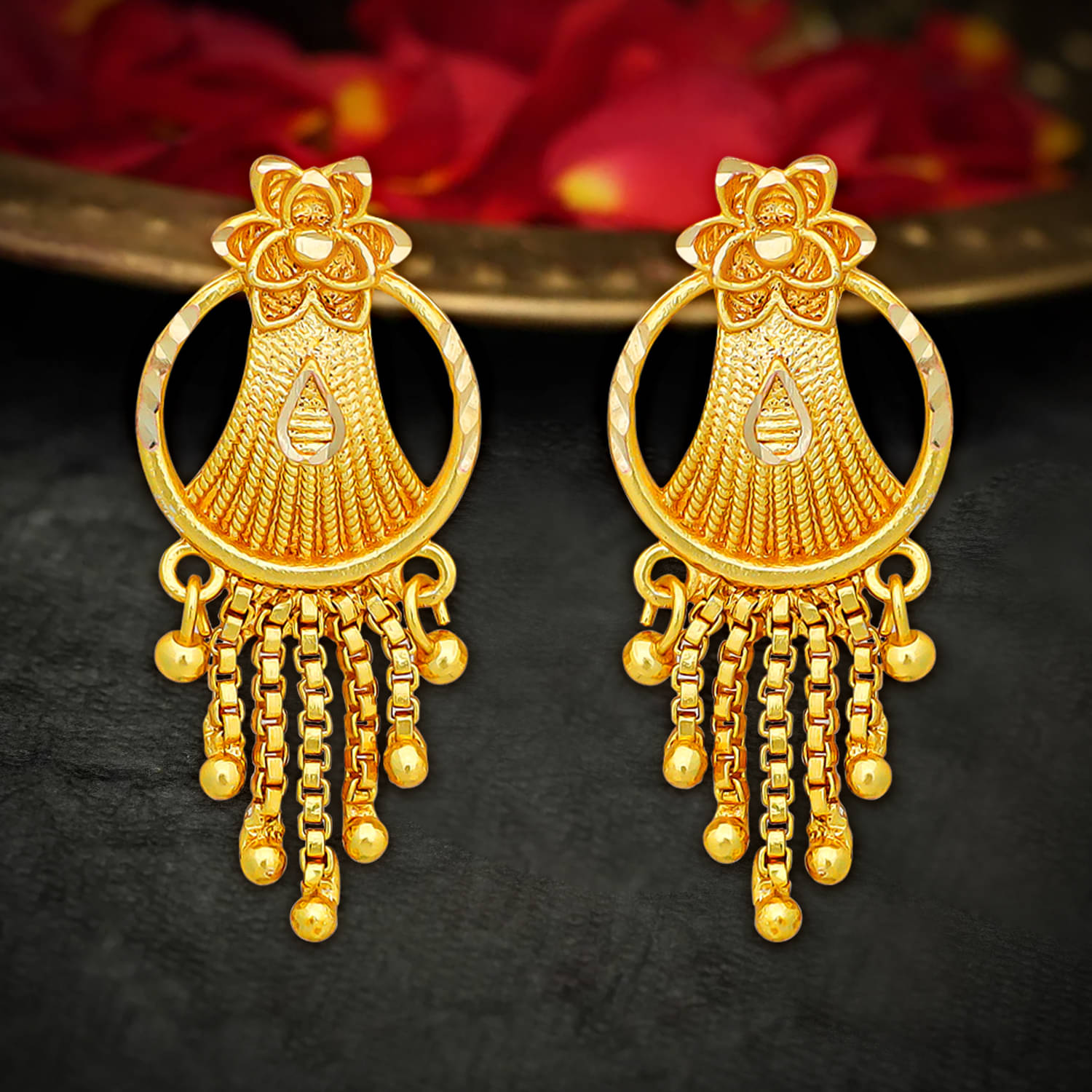     			LUV FASHION Golden Stud Earrings ( Pack of 1 )