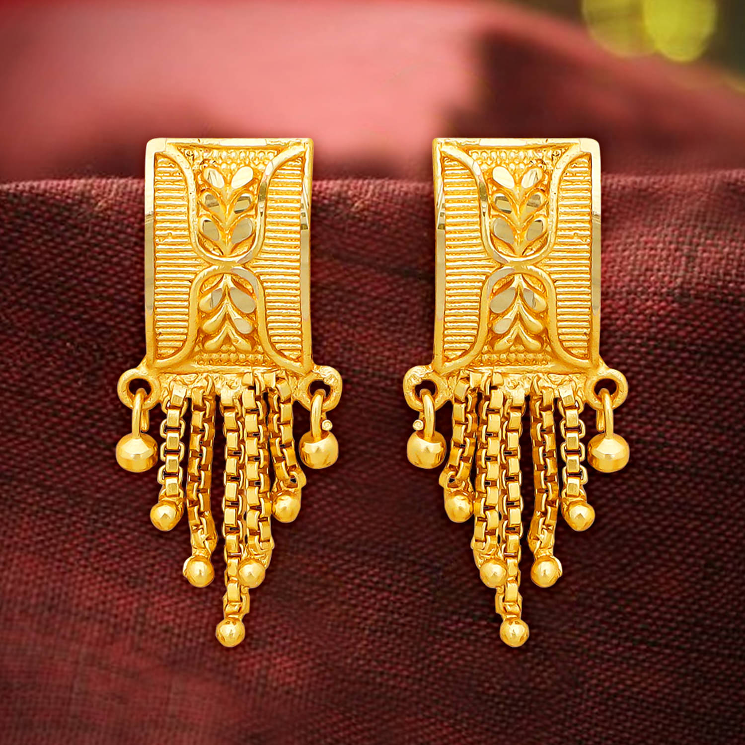     			LUV FASHION Golden Stud Earrings ( Pack of 1 )