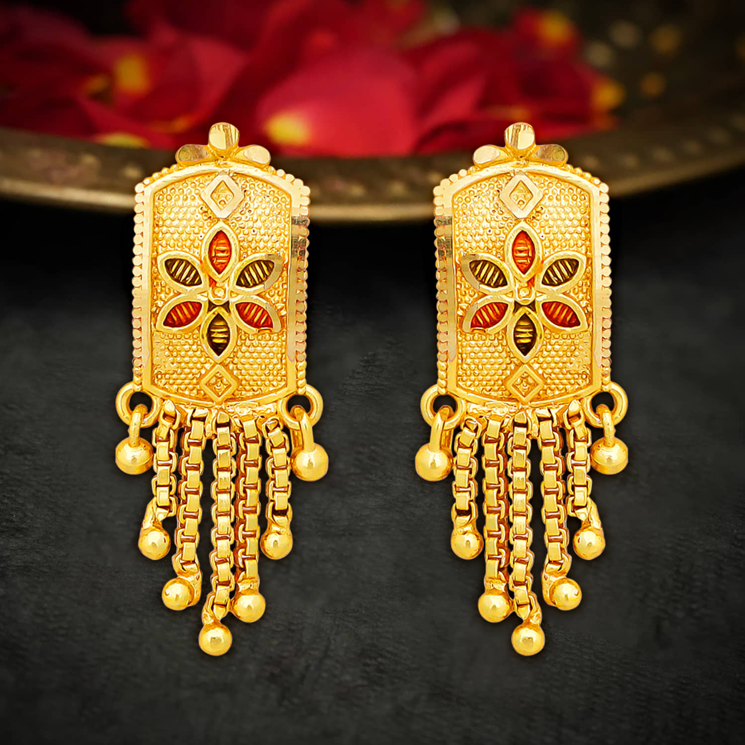 LUV FASHION Golden Stud Earrings ( Pack of 1 ) - Earrings | Buy online on ZillyBuy