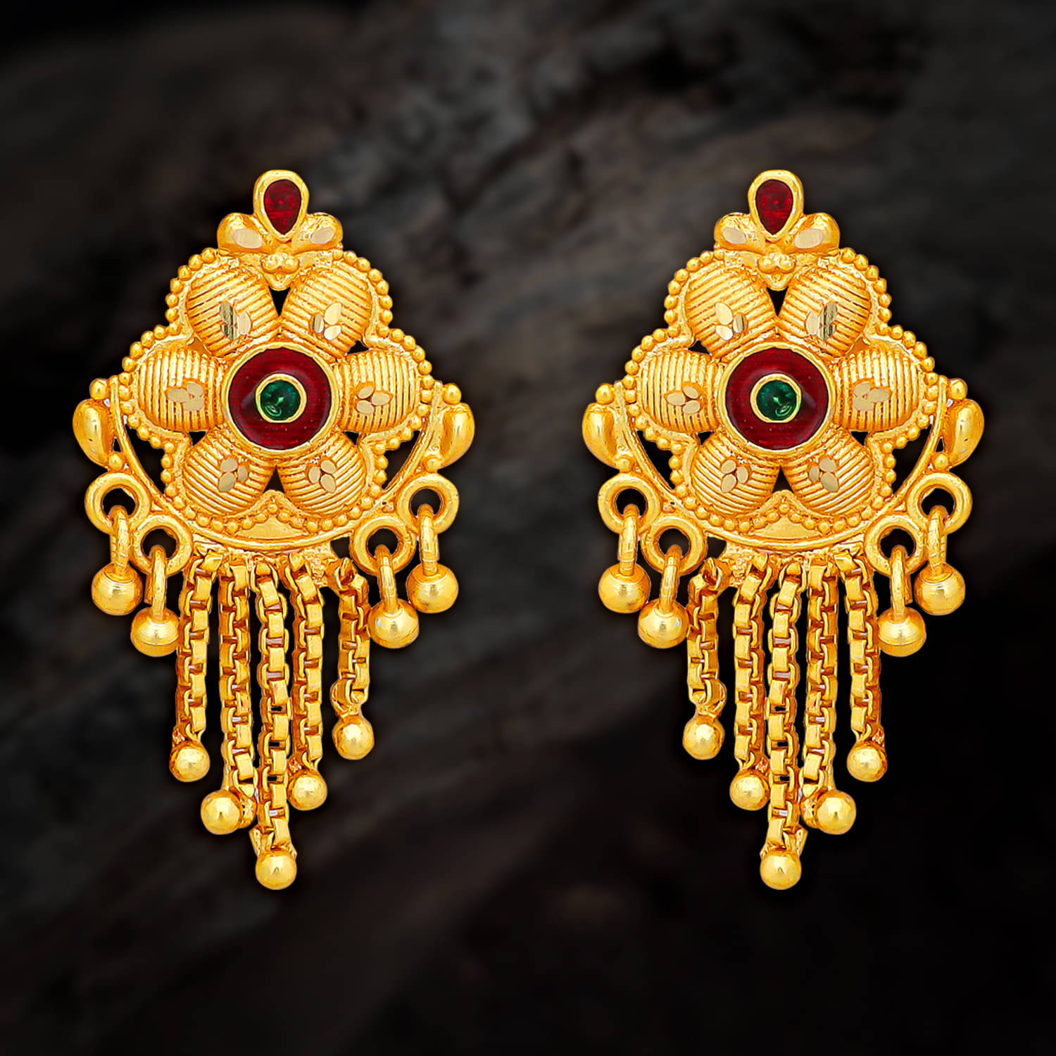     			LUV FASHION Golden Stud Earrings ( Pack of 1 )
