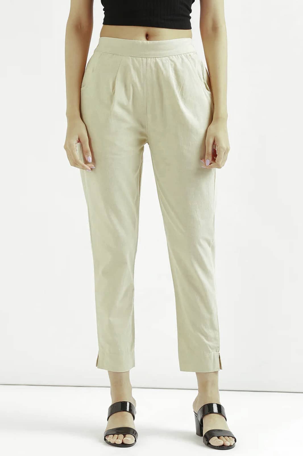 Laadli Pack of 1 Cotton Slim Women's Casual Pants ( Off White ) - Trousers | Buy online on ZillyBuy